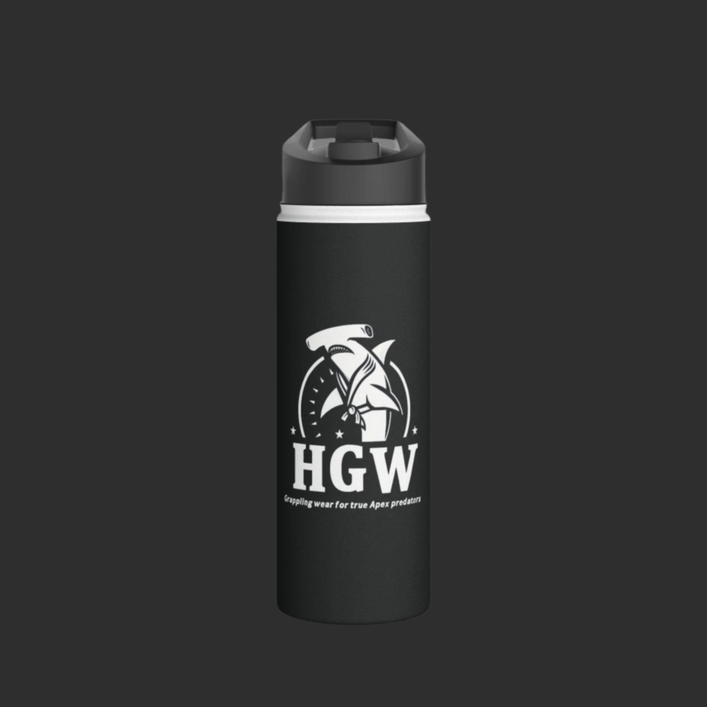 Black Hammerhead Grappling Wear Stainless Steel Water Bottle