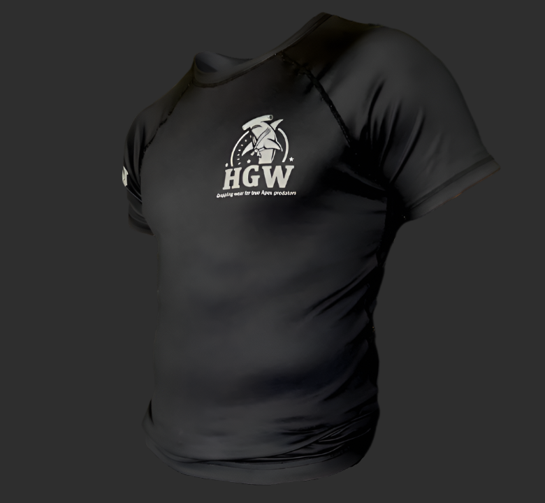 Black HGW short sleeve BJJ rash guard