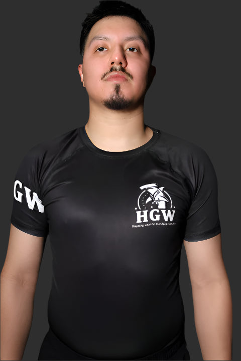 Black HGW short sleeve BJJ rash guard