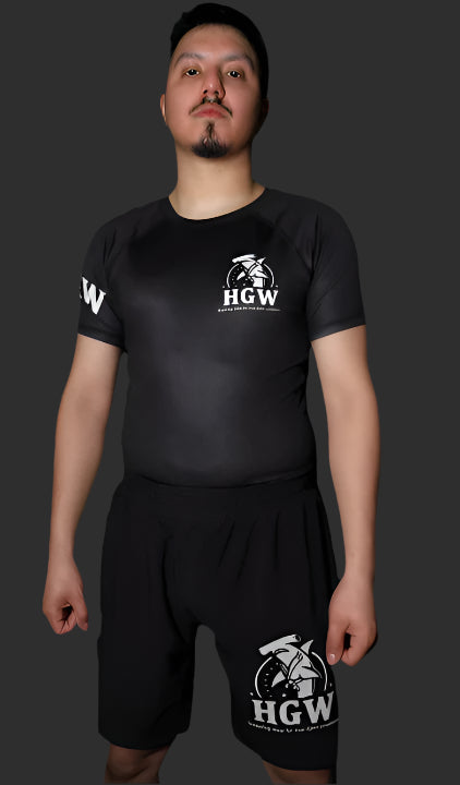 Black HGW short sleeve BJJ rash guard