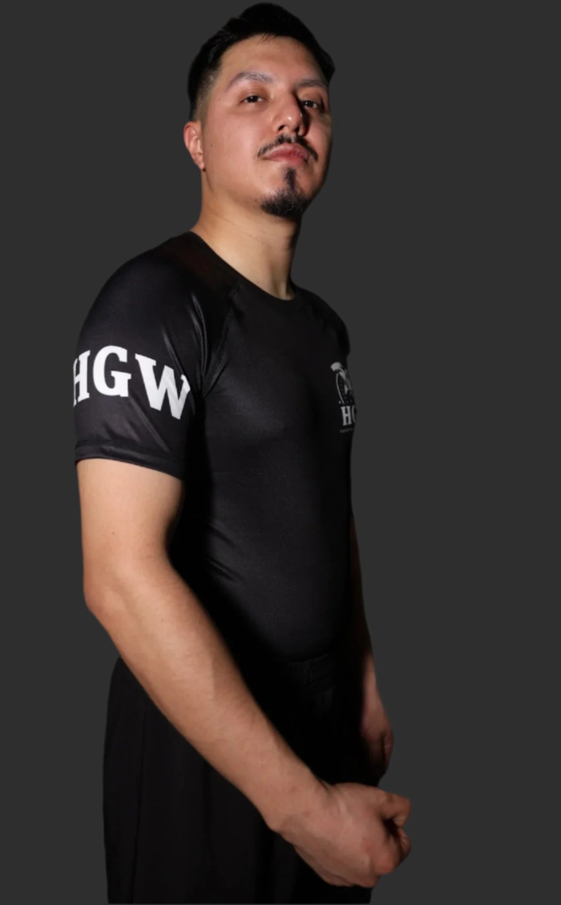 Black HGW short sleeve BJJ rash guard