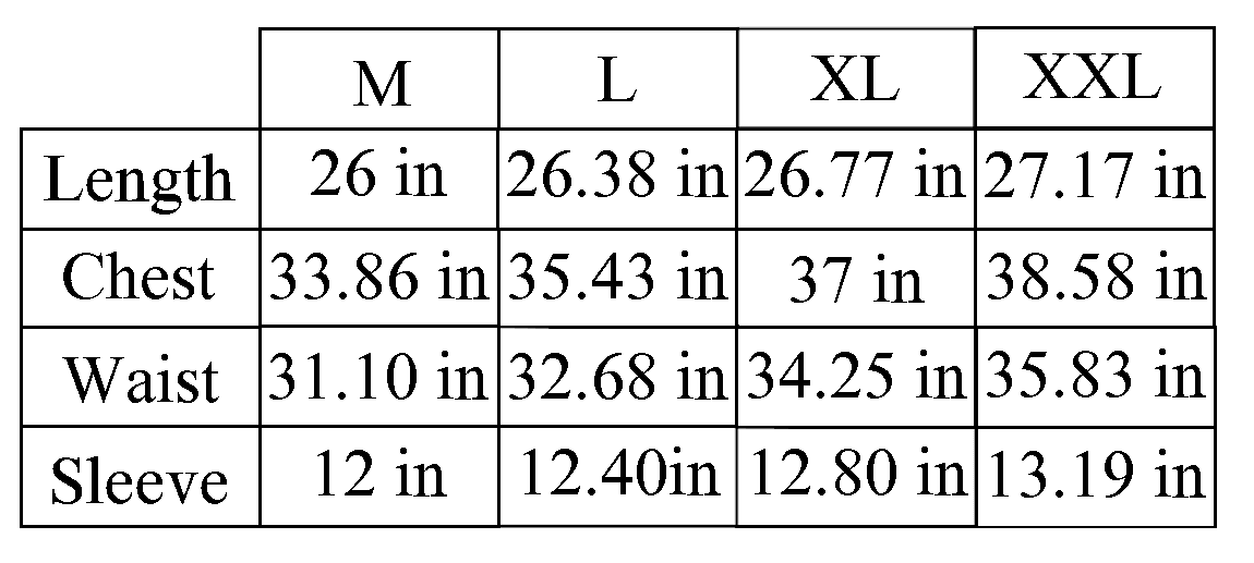 Rash Guard size chart - Hammerhead Grappling Wear