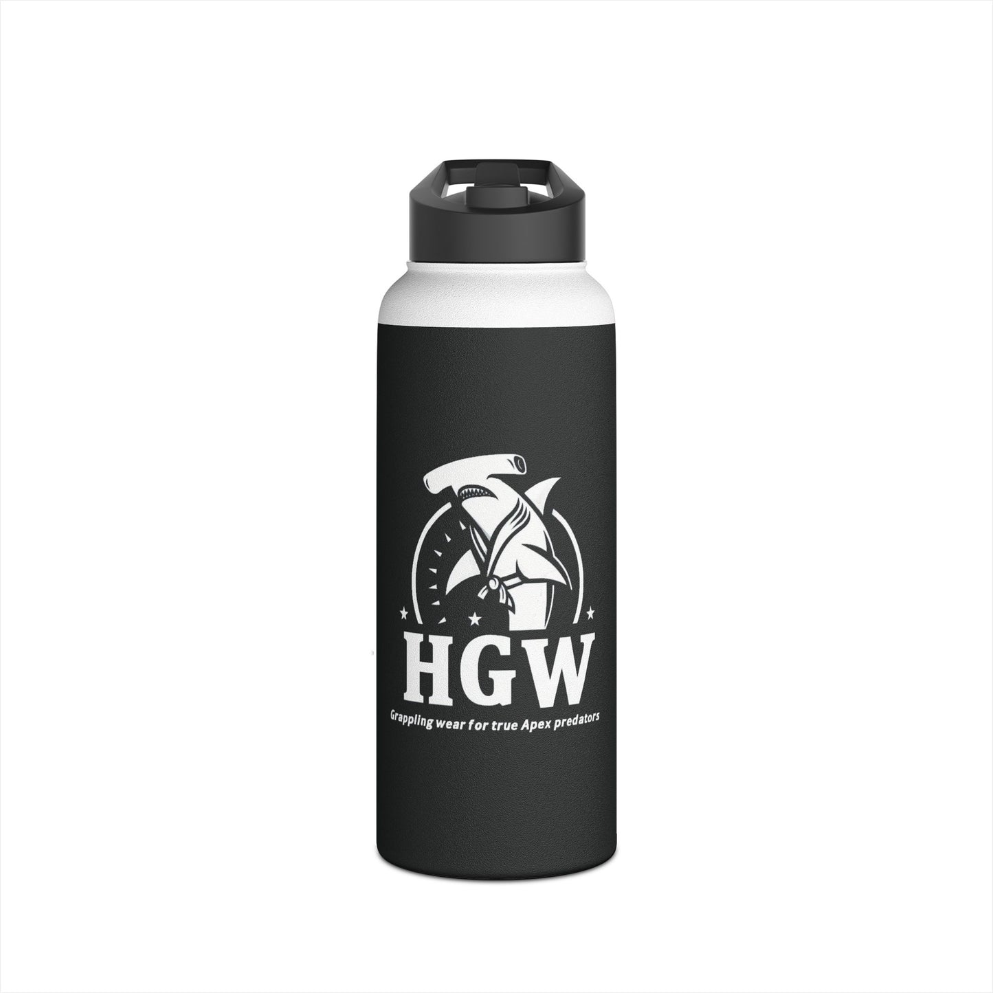 Black Hammerhead Grappling Wear Stainless Steel Water Bottle