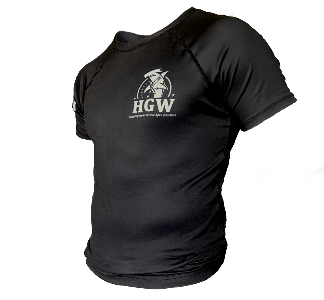 Black HGW short sleeve BJJ rash guard