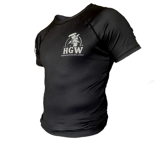 Black HGW short sleeve BJJ rash guard