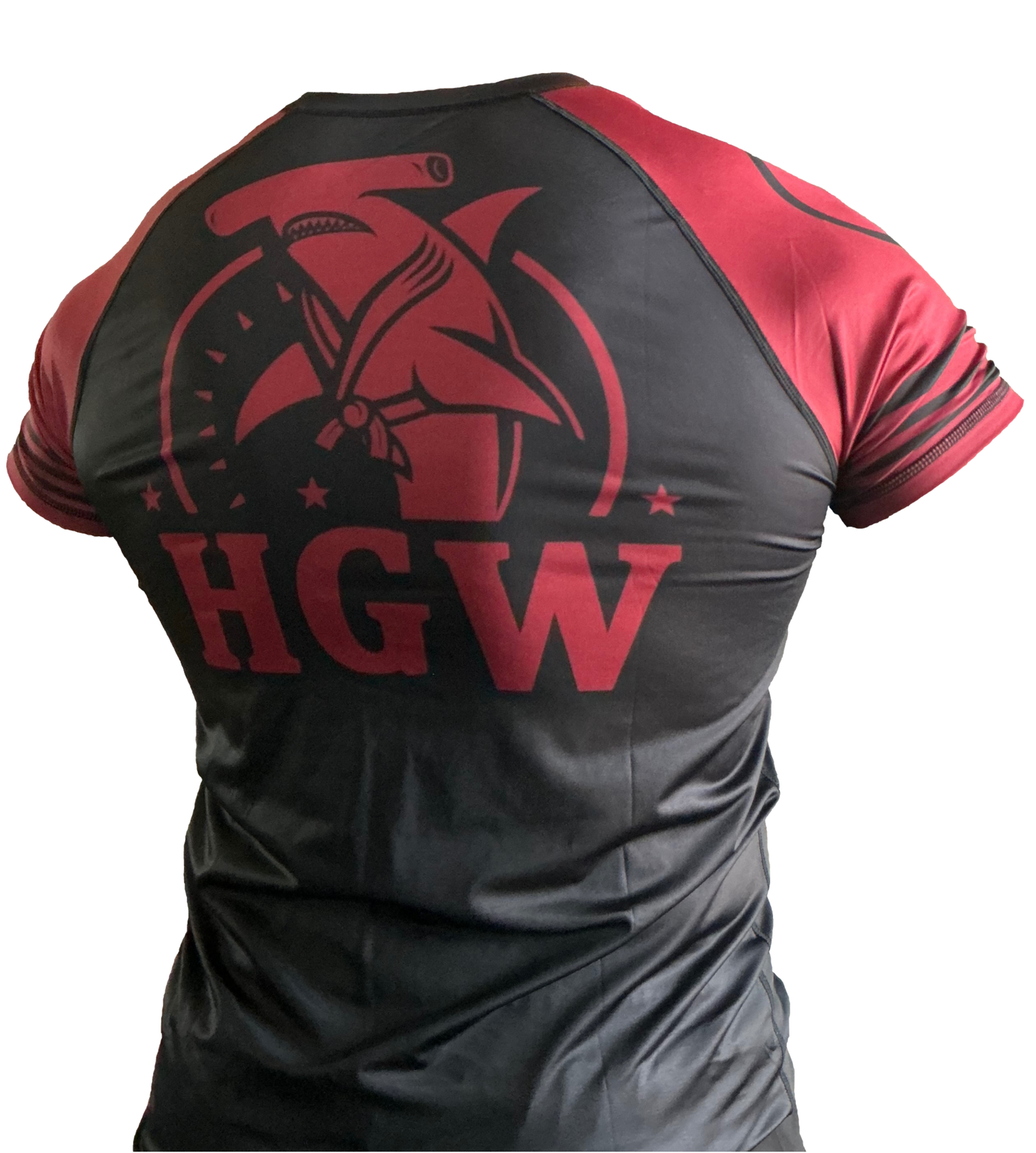 Black and red "Kimora Gang" short sleeve bjj rash guard for grappling Hammerhead Grappling Wear