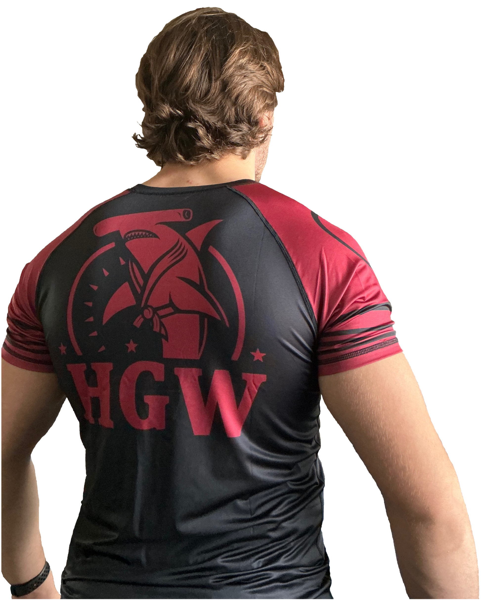 Black and red "Kimora Gang" short sleeve bjj rash guard for grappling Hammerhead Grappling Wear