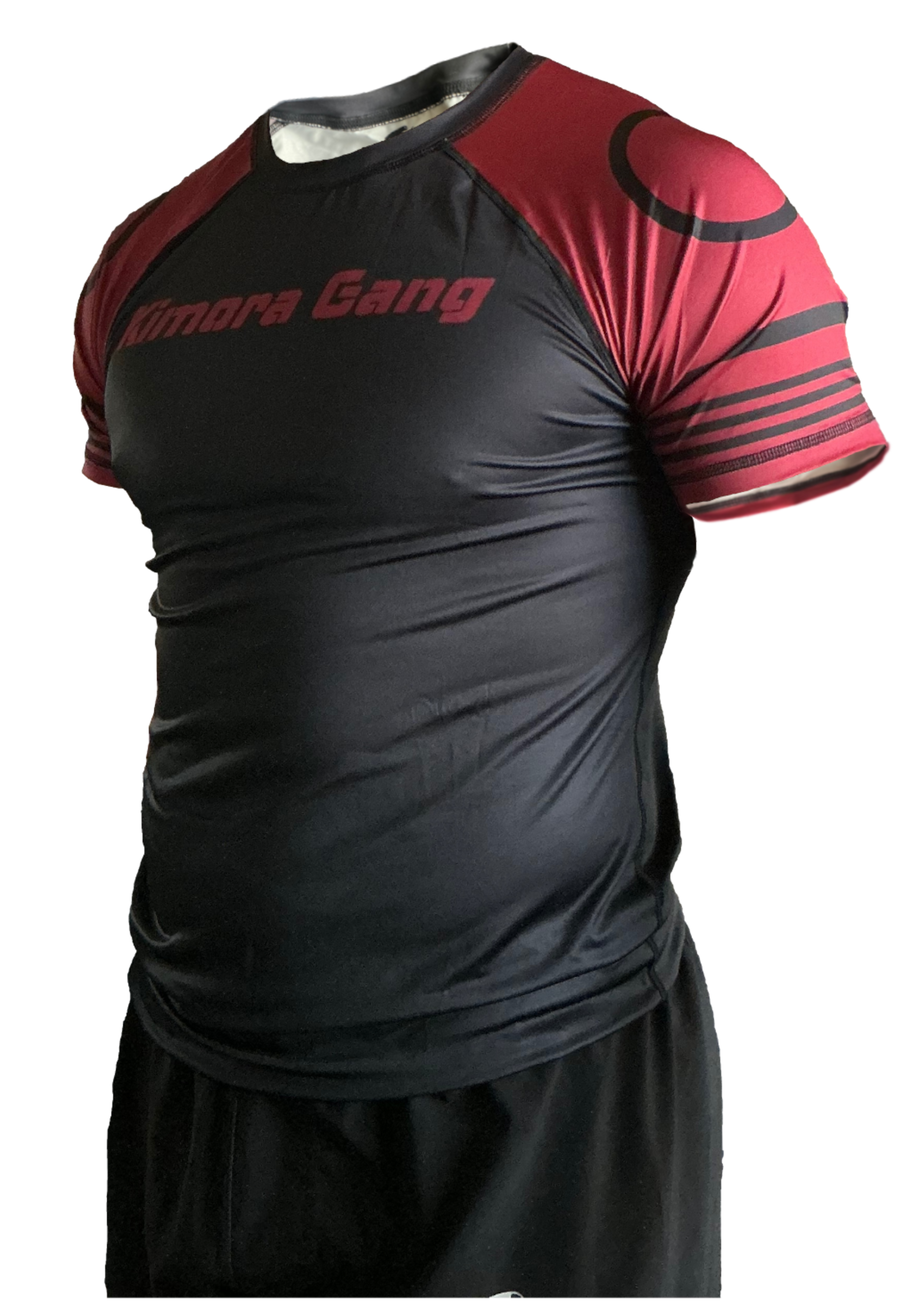 Black and red "Kimora Gang" short sleeve bjj rash guard for grappling Hammerhead Grappling Wear