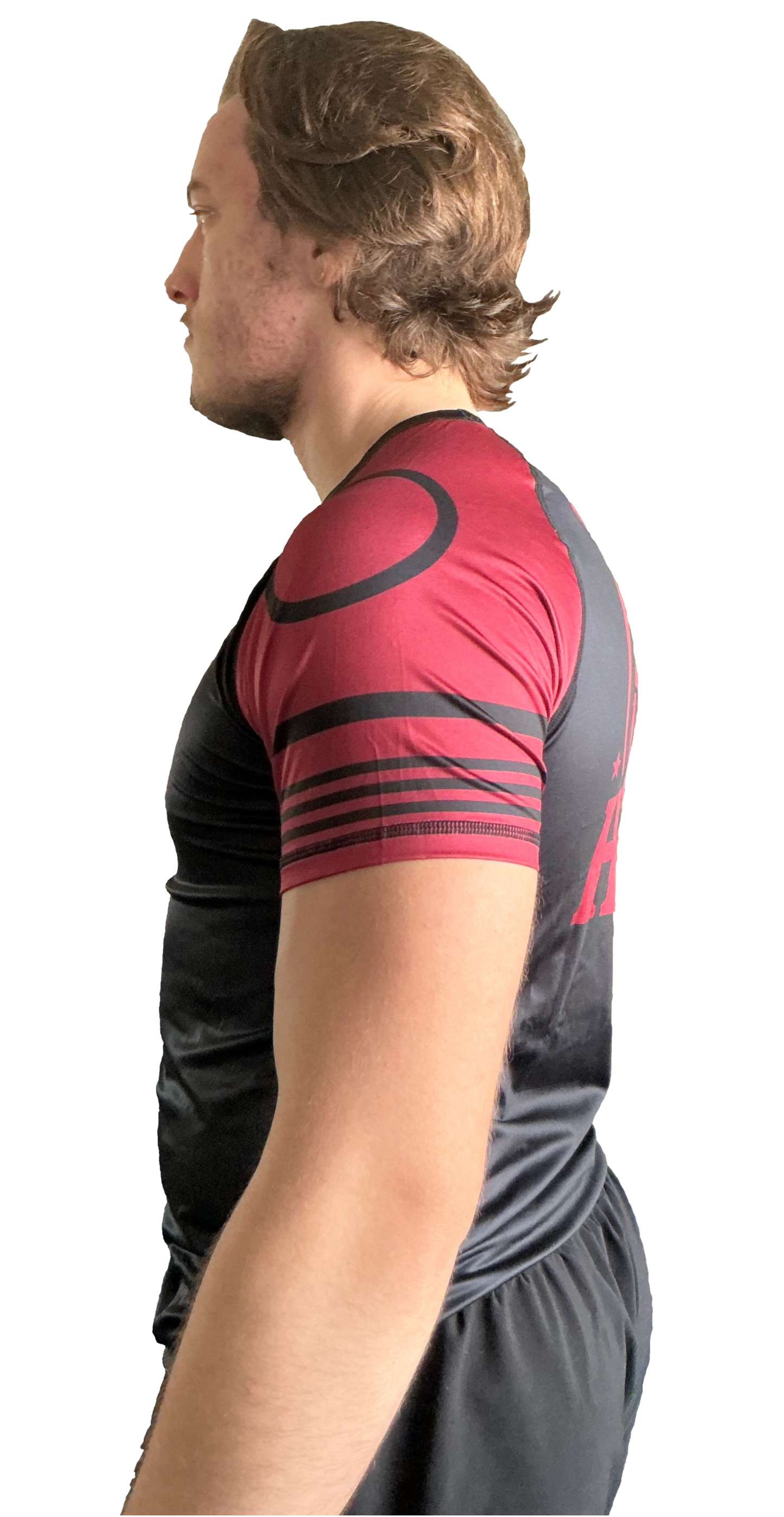 Black and red "Kimora Gang" short sleeve bjj rash guard for grappling Hammerhead Grappling Wear