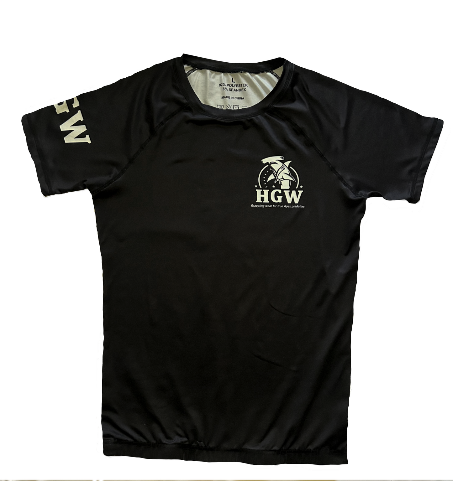 Black HGW short sleeve BJJ rash guard